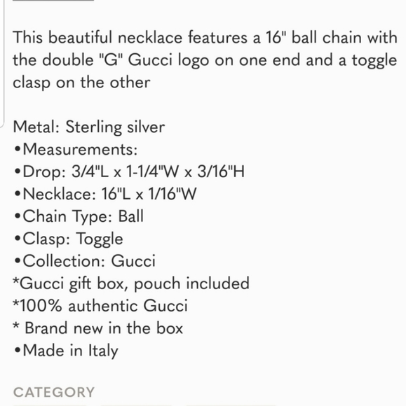 Authentic Gucci GG Double G Bar Toggle Necklace - Picture 11 of 11